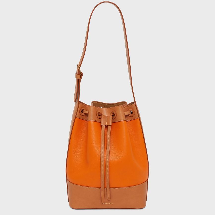 Women\'s Mansur Gavriel Block Bucket Bags Orange / Brown | AU 5086KE